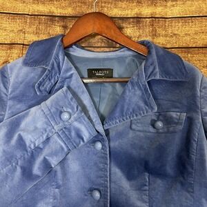 Talbots Blue Velvet Velour Button Up Peplum‎ Career Blazer, Size 8
